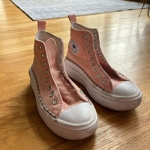 Pink Platform Converse Kids Size 4 (No Laces)